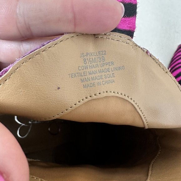 Jessica Simpson Zebra Stiletto Heels Hot Pink Black Booty Boots Women's 8.5 - Picture 8 of 12